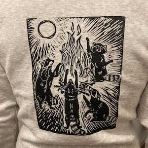 Raccoon Bonfire Sweatshirt PRE-ORDER - Hoodie or Crewneck, multiple colors available