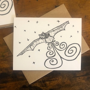 Bat Fart - 100% Recycled Greeting Card, cute spooky bat and stars