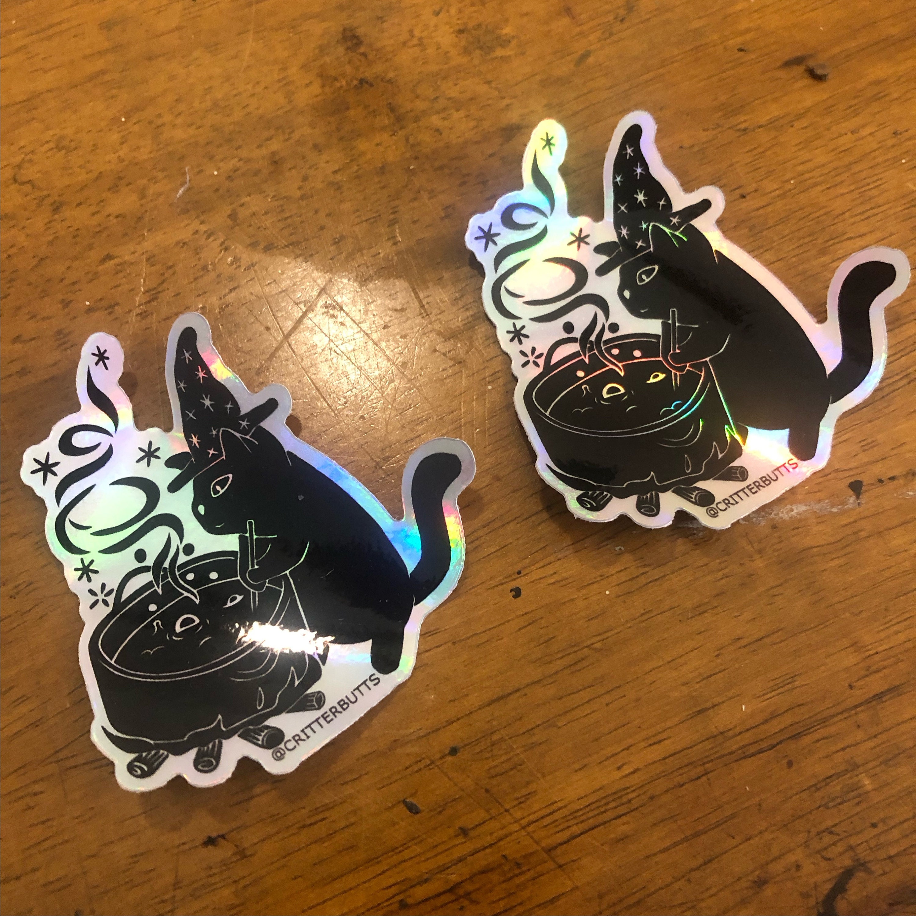 Witch Cat Holographic Vinyl Sticker - Weatherproof and Waterproof - Etsy