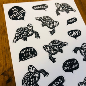 Grumpy Turtle Sticker Sheet - weatherproof and waterproof