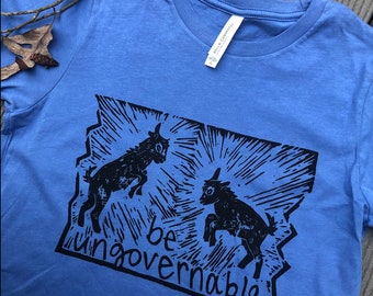 Be Ungovernable Baby Goats Kid's T-shirt - 100% cotton, screenprinted in our shop, chaos kids