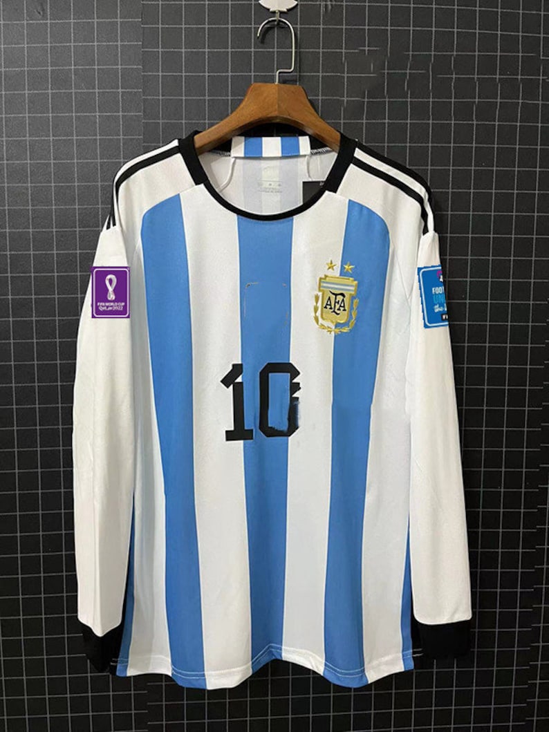 Men's 2022 World Cup Argentina Soccer Jersey 10 Messi Etsy