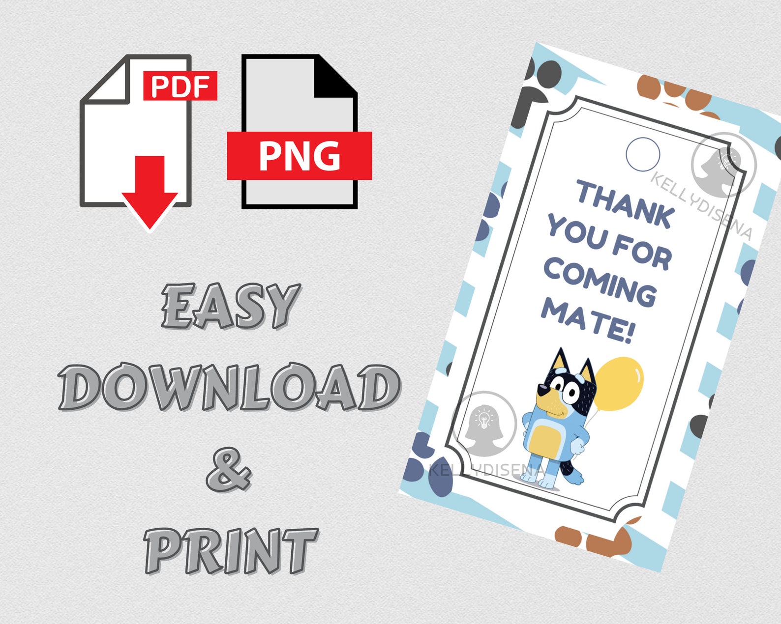 Bluey Thank You Tags Digital File Only Instant Download Etsy Australia