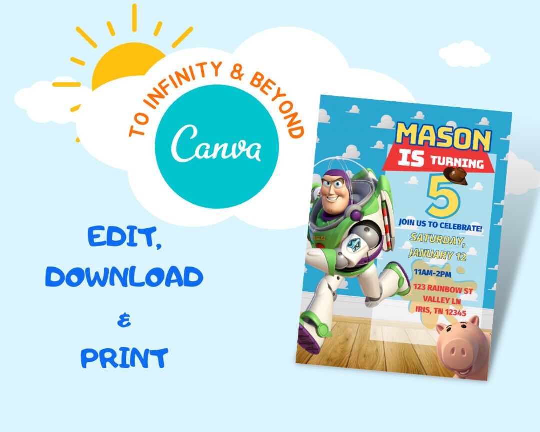 Toy Story Birthday Invitation Instant Download Personalized Printable