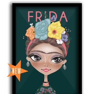 Impressão de pôster de arte de FRIDA KAHLO // Decoração de parede feminista ICÔNICA - Arte de parede feminina inspiradora - Pôster de sala de aula - Arte de parede de galeria