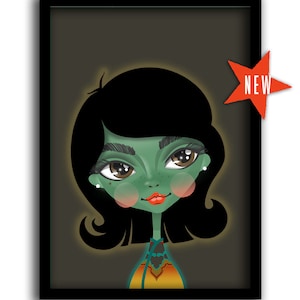 GREEN LADY // Tretchnikoff, Kitsch Print, Kitsch wall art, cool print, retro art, Vintage, updated classic Wall Decor- Gallery Wall Artwork