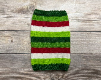 Dyed To Order: You're A Mean One | Self-striping Sock Yarn | Dark Green, Green, Red, White, Lime Green | Christmas | Holiday | Winter
