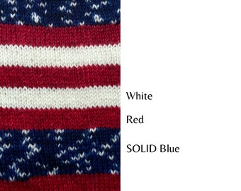 Dyed To Order: Mini, Half, or Full Skein | Stars & Stripes Forever | Solid Color Sock Yarn | Contrast Yarn for Heels, Toes, and Cuffs
