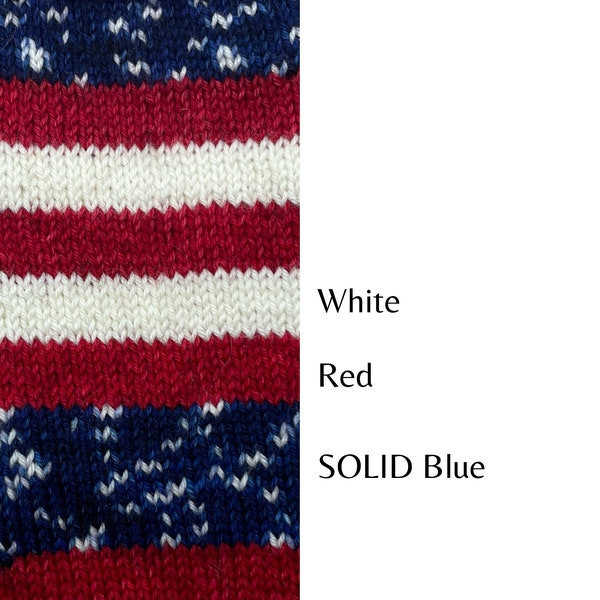 Dyed To Order: Mini, Half, or Full Skein | Stars & Stripes Forever | Solid Color Sock Yarn | Contrast Yarn for Heels, Toes, and Cuffs