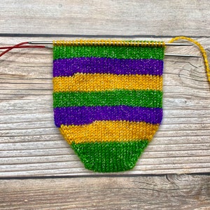 Dyed To Order: Laissez Les Bons Temps Rouler | Self-Striping Sock Yarn | Purple, Gold, Green | Mardi Gras | Let The Good Times Roll