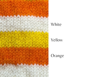 Dyed To Order: Mini, Half, or Full Skein | Candy Corn | Solid Color Sock Yarn | Contrast Yarn for Heels, Toes, and Cuffs