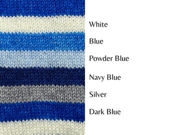 Dyed To Order: Mini, Half, or Full Skein | Blue Christmas | Solid Color Sock Yarn | Contrast Yarn for Heels, Toes, and Cuffs