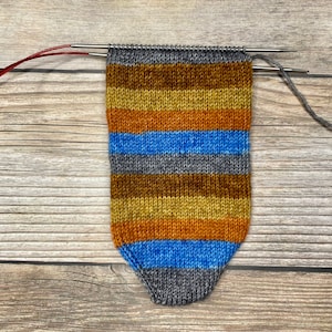 Dyed To Order: The Spice Must Flow | Self-Striping Sock Yarn | Brown, Tan, Orange, Blue, Gray