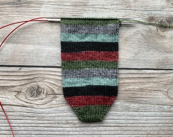 Dyed To Order: Merry Krampus | Self-striping Sock Yarn | Black, Dark Red, Dark Green, Gray, Light Blue | Christmas | Holiday | Winter