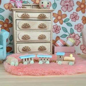 Miniature Wooden Train: Dollhouse Accessory