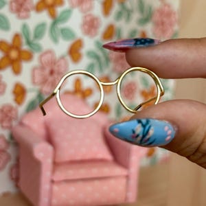 Miniature Little Gold Eye Glasses, dollhouse miniature, dollhouse accessories and dollhouse decorations