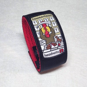 headnots wristband (bracelet) cotton/nylon handmade - woven Hammerhead character patch - adjustable sizing - collectible Series 1 edition