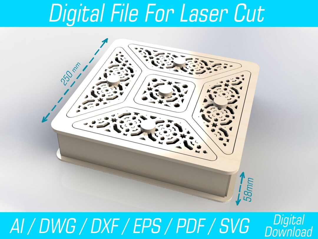 Laser Cut Tea Box Svg File Tea Box Vector Laser Template Box Etsy