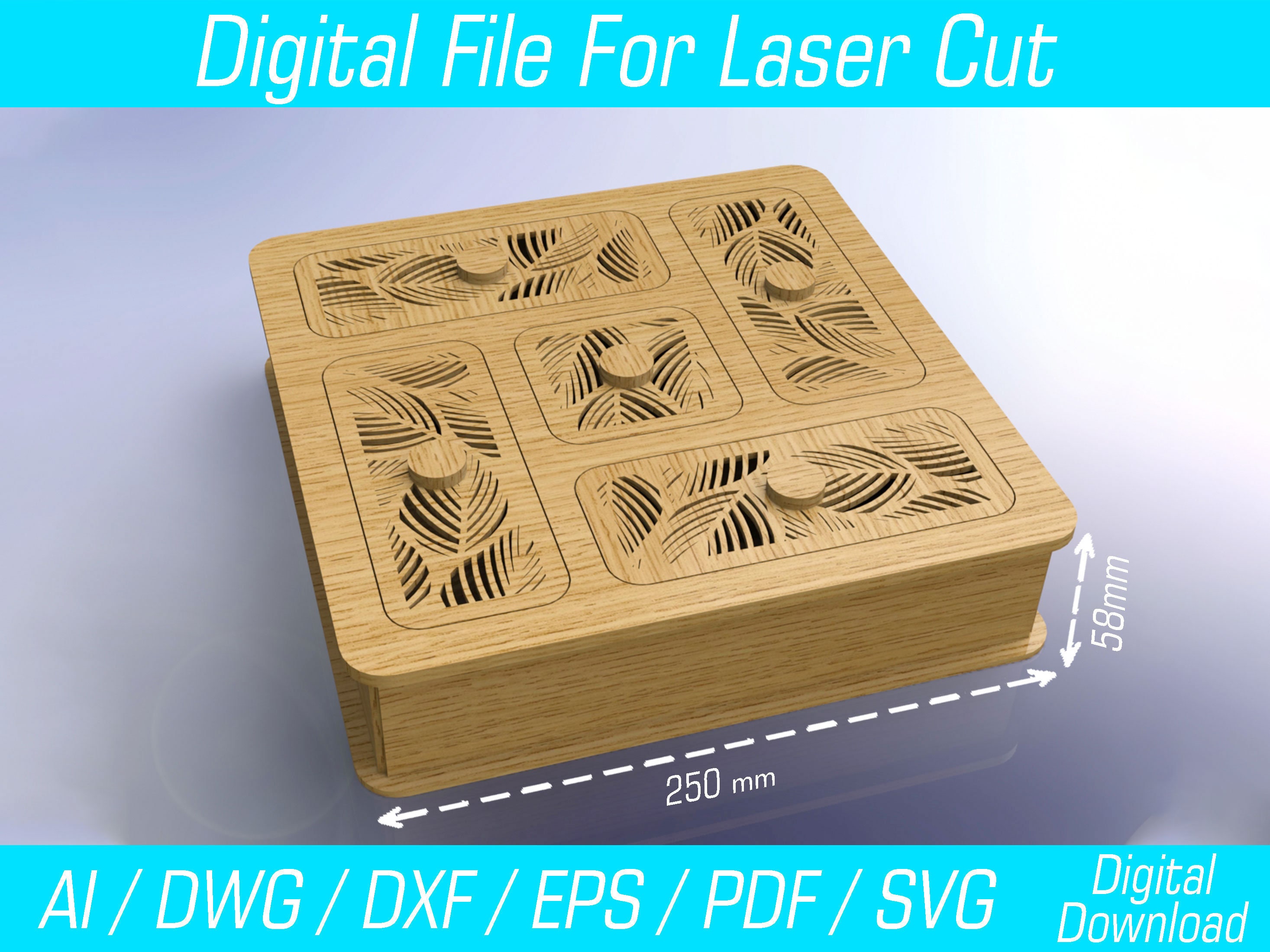 Laser Cut Tea Box Svg File Tea Box Vector Laser Template Box Etsy