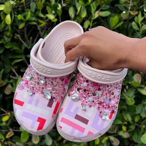 Custom Fabric & Rhinestones Crocs | Designer-Inspired Bling Crocs | Handmade Custom Crocs