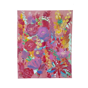 Original Floral Impasto Painting: Abstract Acrylic Texture, 16x20