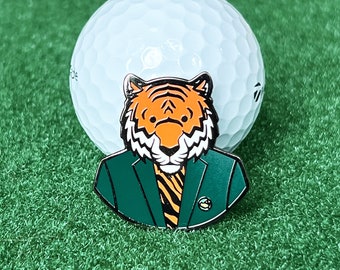 Tiger Woods Inspired Golf Ball Marker, Tiger Woods in Green Jacket Masters Golf Gift Birthday Gift Boyfriend Gift Dad Gift Sports