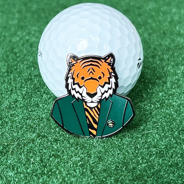 Marcador de pelota de golf inspirado en Tiger Woods, Tiger Woods en chaqueta verde Masters Regalo de golf Regalo de cumpleaños Regalo de novio Regalo de papá Deportes