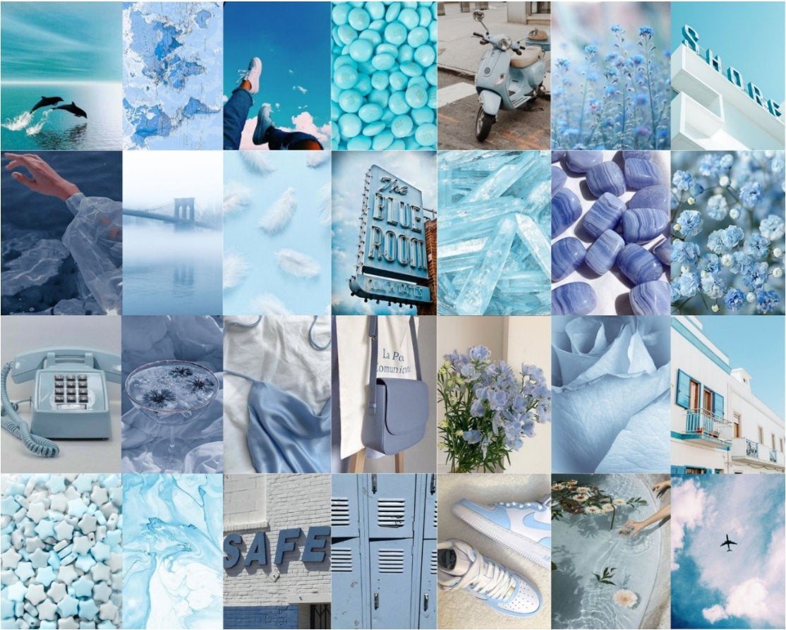 Baby Blue Aesthetic Wall Collage Kit Digital - Etsy New Zealand