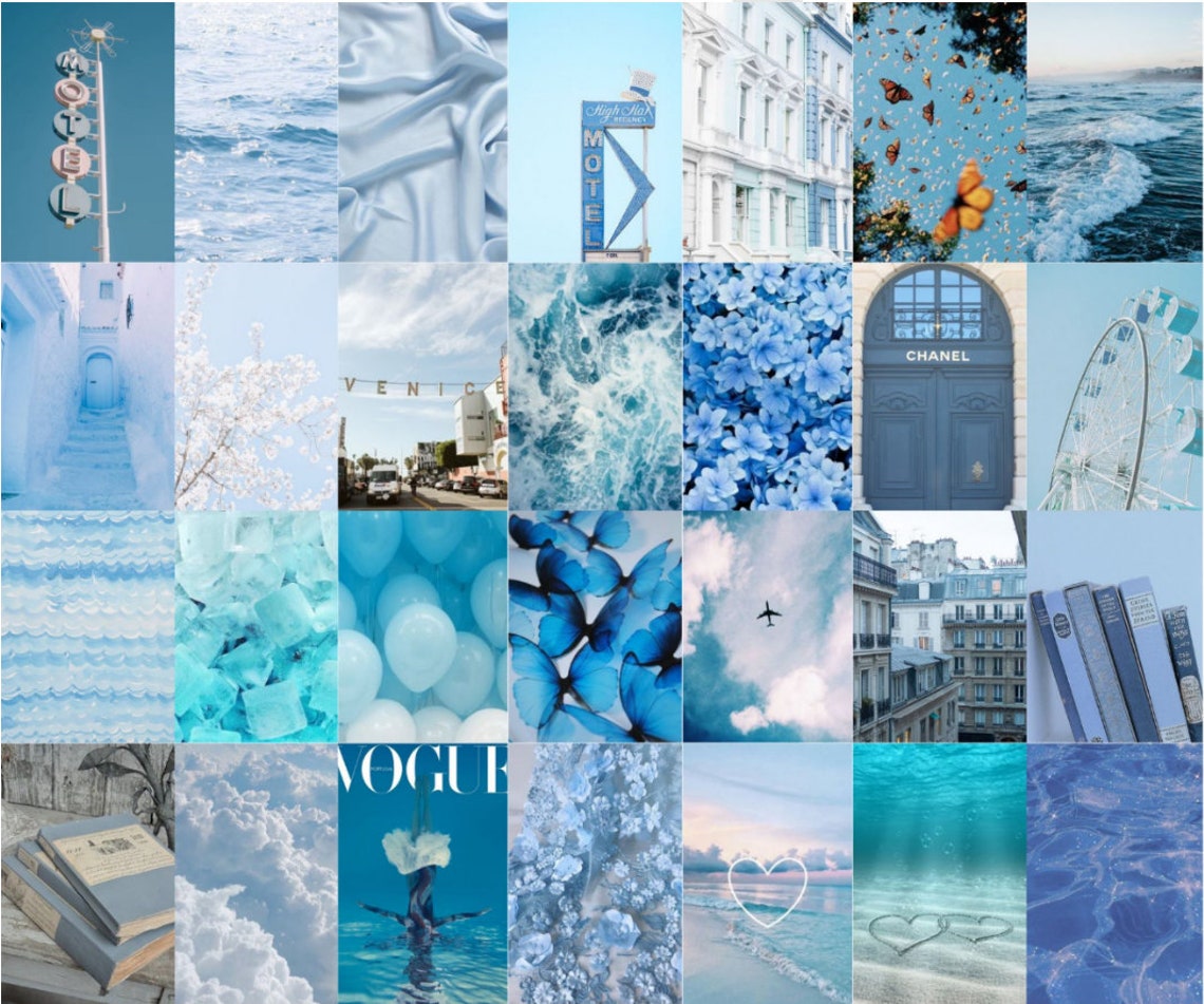 Baby Blue Aesthetic Wall Collage Kit Digital - Etsy UK