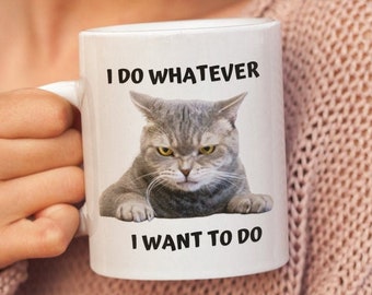I Do Whatever I Want To Do, Cat Mug, Cat Lover Mug, Snarky Mugs, Sassy Mug, Funny Cat Lover Gift ,Kitty Mug.