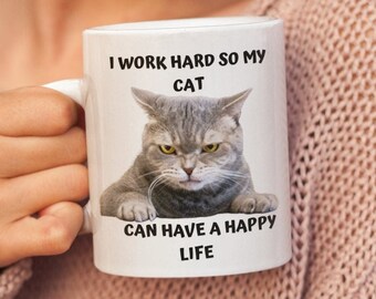 Mug drôle de chat, mug de chat grincheux, tasse de propriétaire de chat, cadeau de tasse de chat d’amoureux, chat chat sur tasse, maman de chat, papa.