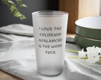 Colorado Avalanche Beer Pint Glass,  Frosted Colorado Mug, 16oz Beer Glass, Avalanche Hockey Gifts, Avalanche Bar Sports Mug.
