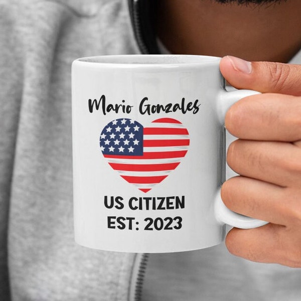 Personized New Citizen Gift Mug, Naturalization USA  New American Citizenship, Dual Citizenship, Product Of Immigrant.