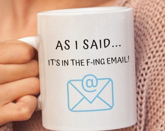 Por mi último correo electrónico, taza de correo electrónico de jerga corporativa, taza divertida de trabajo de oficina, ideas de regalos corporativos, taza de humor de oficina.