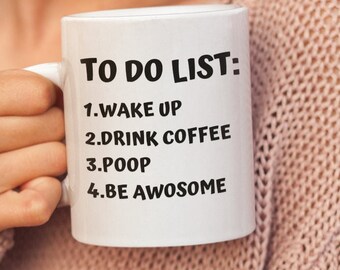 Taza de caca divertida para él, lista de tareas pendientes, taza motivacional, taza de papá divertida, taza para él, tazas divertidas, regalo de cumpleaños divertido.