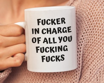 Tazza con il capo "stronzo responsabile di tutti voi fottuti stronzi", tazza con collega sarcastico e inappropriato, tazza con parolacce divertenti, regalo scherzoso sul lavoro, umorismo da ufficio.