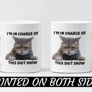 I'm In Charge Of This Shit Show, Sarcastic Cat Mug, Sassy And Funny Snarky Cat Lover Gift Mug For Her. image 6