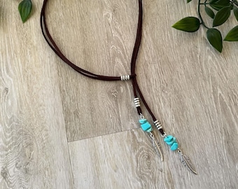 Turquoise Feather Choker