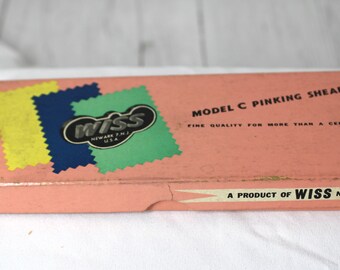 Vintage WISS Model C-7 Pinking Shears, Sewing Supplies, Metal Scissors, Right Handed, Made in the USA, Orginal Box, Gift for Her