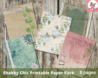 Shabby Chick Collage Paper Pack, Vintage Printable Paper Pack