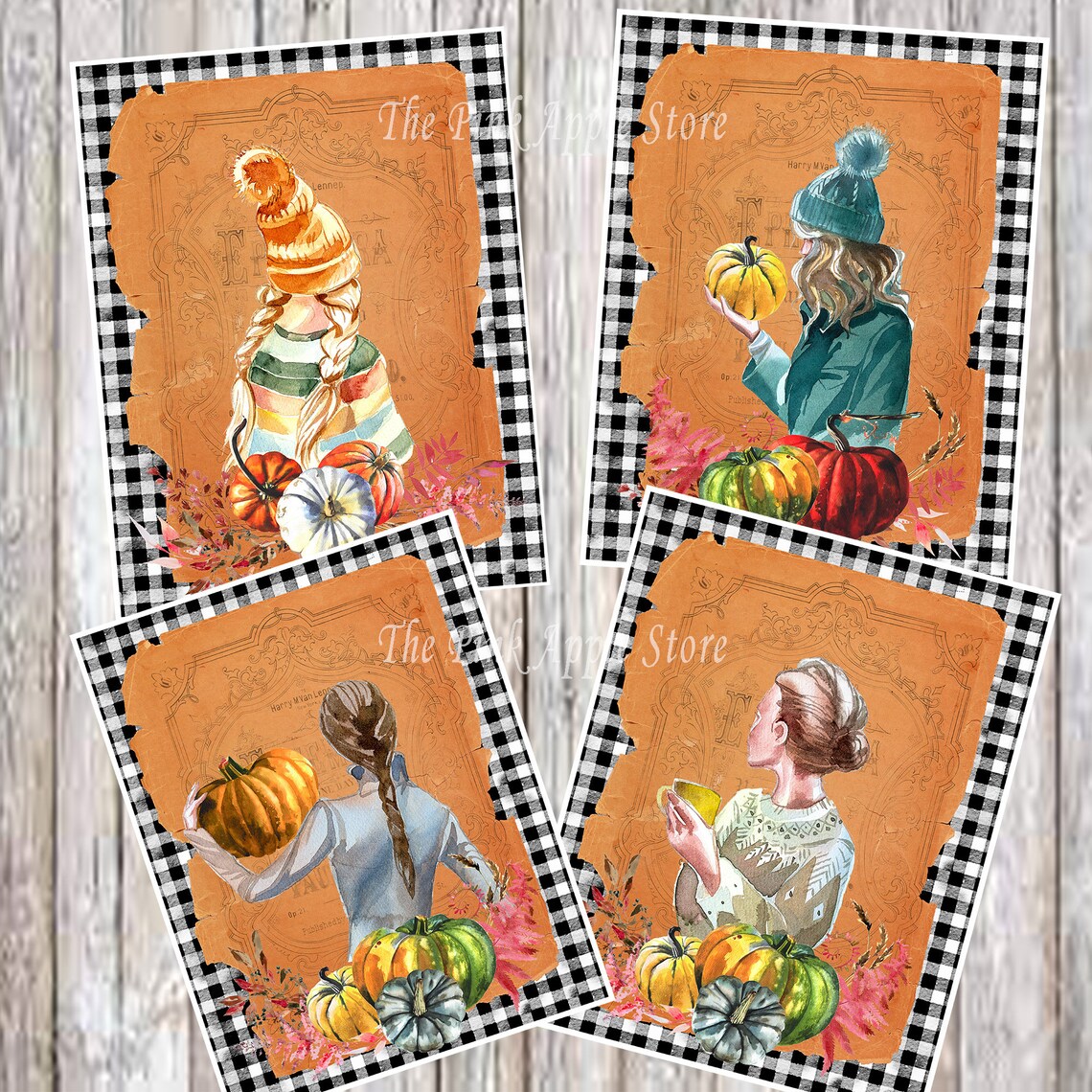 Girls of Autumn Printable Paper Pack Collage Paper Paper - Etsy