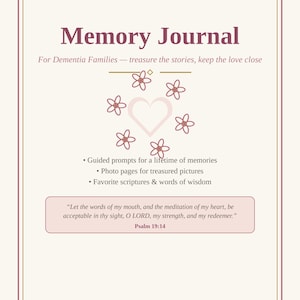Dementia Memory Journal | Guided Life Story Keepsake Book (Digital Download)
