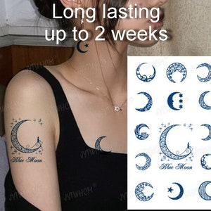 Semi-Permanent Tattoo/Last up to 2 weeks/butterfly diamond and Moon tattoo/Finger Tattoo/Holiday Summer Gift Idea/Temporary Tattoo