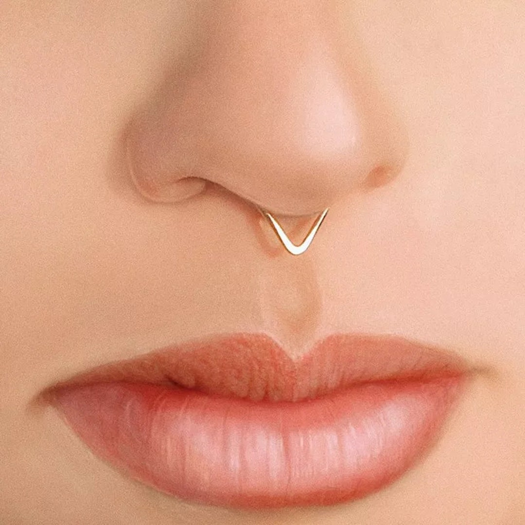 Minimalist Triangle Septum Ring Fake Septum Copper Nose Etsy