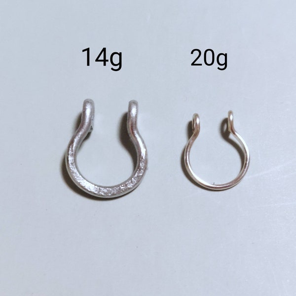 Minimalist 14g thick hammered septum ring, no piercing septum, thick silver nose ring, faux nose piercing, septum horseshoe, simple hoop