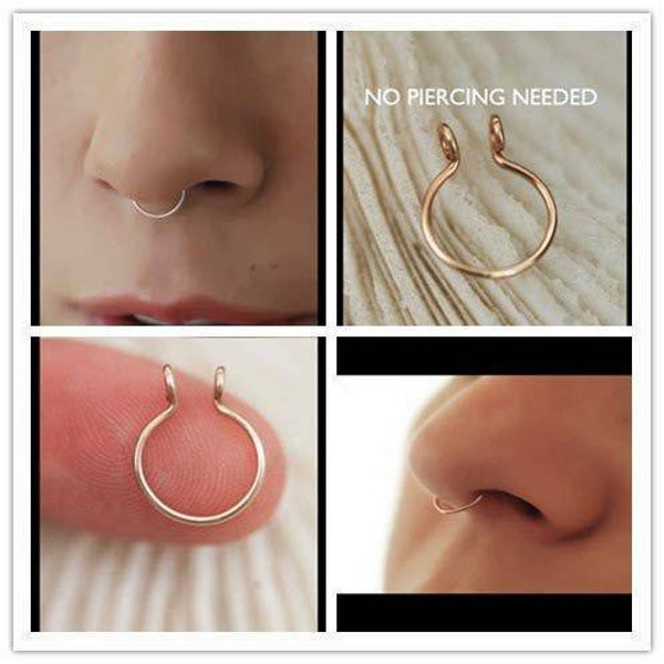 Minimalist septum ring, fake septum, copper nose ring, no piercing septum, fake nose ring, faux nose piercing, septum horseshoe, simple hoop