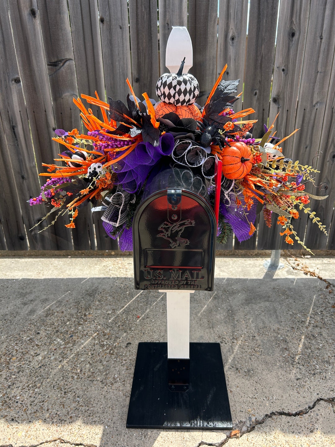 Whimsical Halloween Mailbox Swag for Neighborhood Decor Purple, Orange