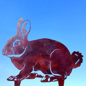 Rusty Metal Rabbit Yard Art Garden Stake