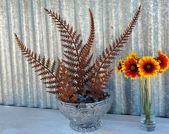 Rusty Fern Fronds Bouquet - Ferns for Plant Pot Decoration - Rusted Metal Flower Plant Stake for Garden Vase