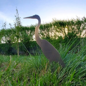 Metal Blue Heron Yard Art | Rusty Bird Heron Garden Decoration | Rusted Egret Gift